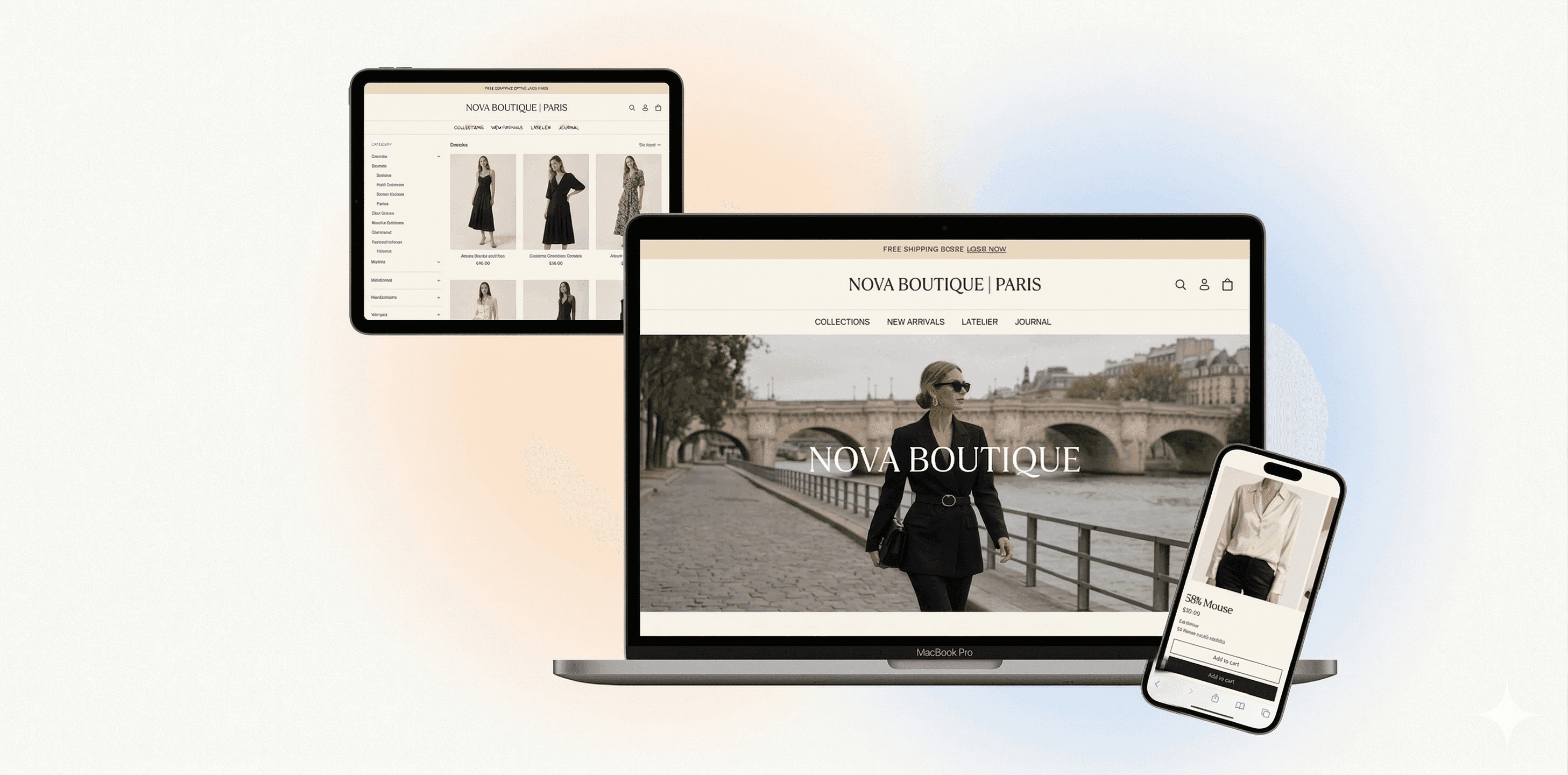 Nova Boutique: A custom Shopify store for a Paris fashion boutique, generating €32k revenue in 90 days.